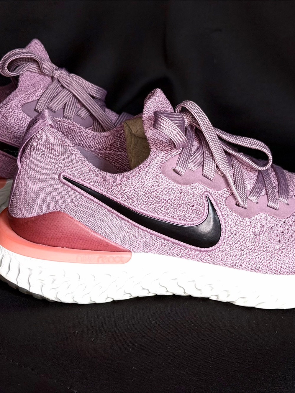 Nike Epic React Flyknit 2 Running Plum Dust &Coral Ember Glow Sz 7 - Picture 9 of 12